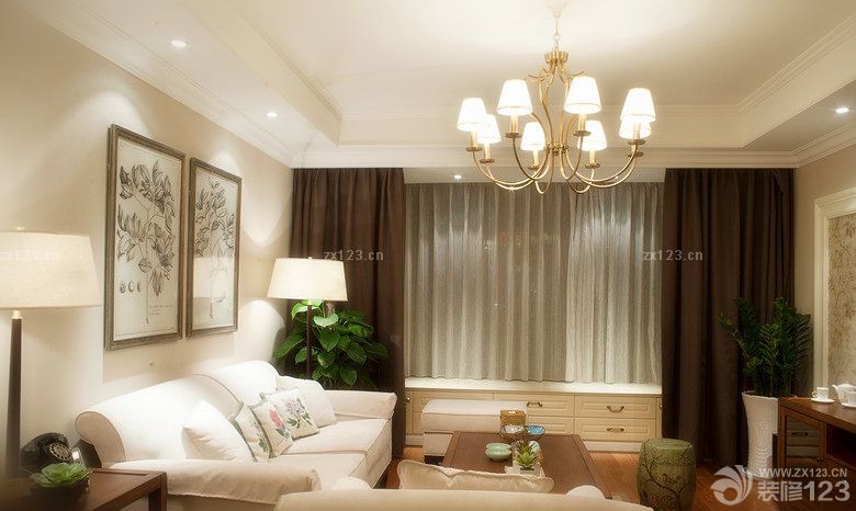 2025暖色调美式家居装修风格客厅设计案例