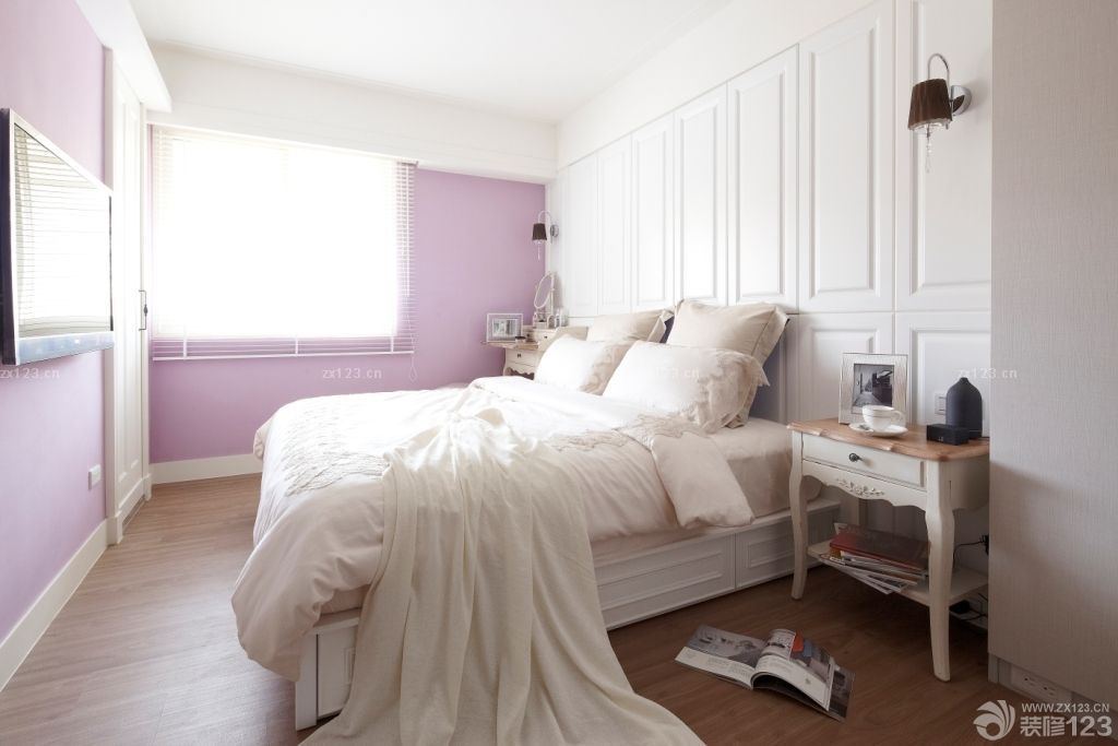 2025粉色浪漫家庭卧室美式田园床头柜装修案例