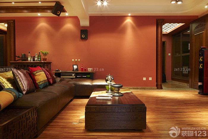 东南亚风格室内木质茶几设计图片