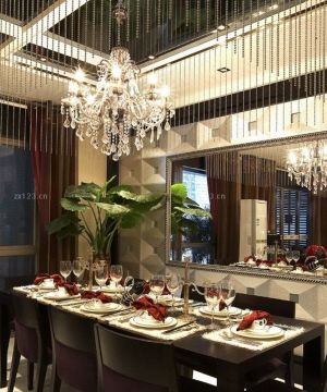 现代中式风格餐厅设计效果图2025
