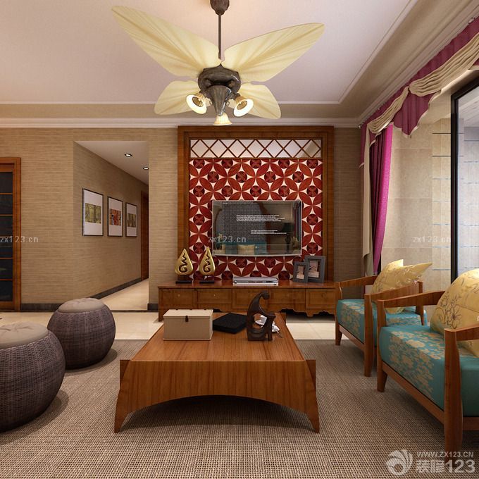 最新85平房子东南亚风格实木家具图片大全