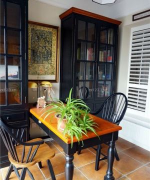 经典阳台书房美式办公室装修实景图大全