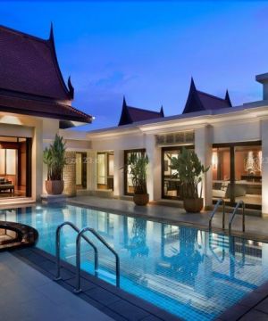 最新东南亚风格游泳池设计效果图片