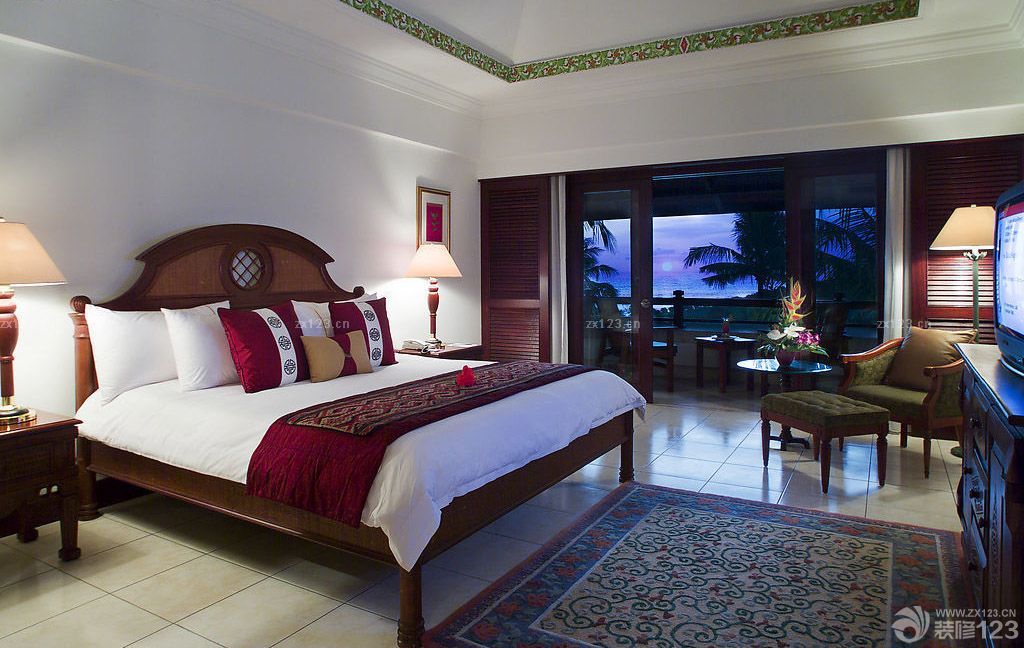 最新东南亚风格酒店室内床装修图片