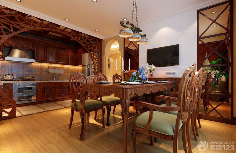 东南亚风格厨房实木家具效果图片欣赏