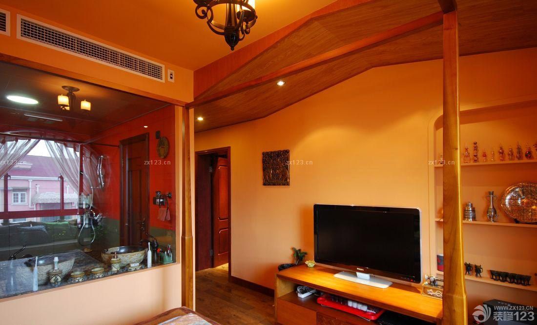 东南亚风格室内电视背景墙装修图片欣赏