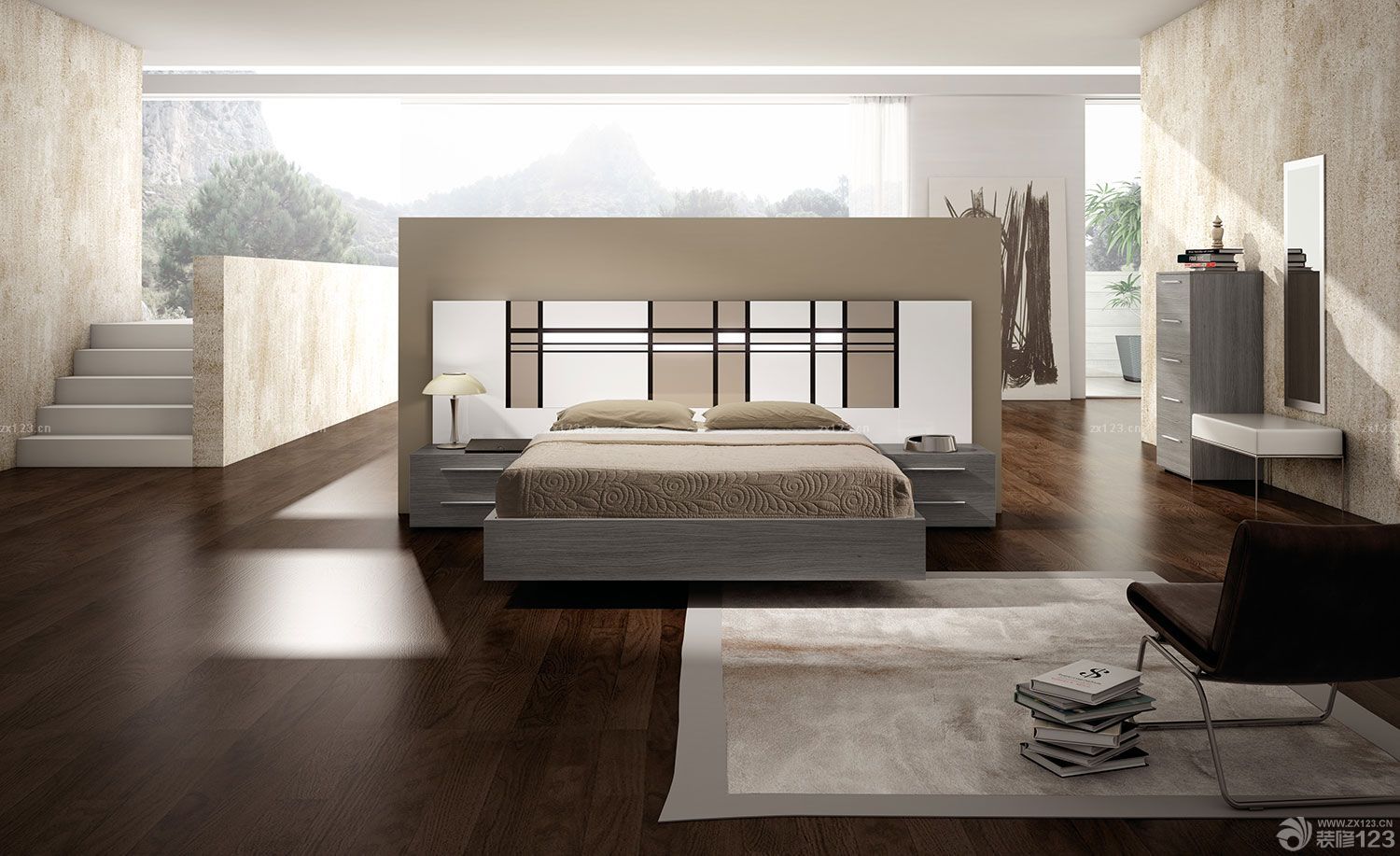 主卧室现代简约风格床装修效果图欣赏
