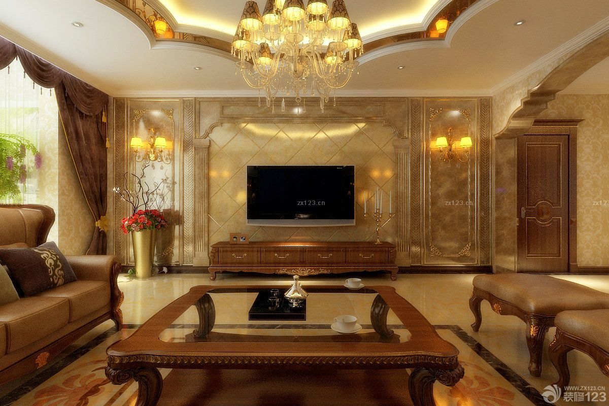 家庭电视背景墙室内欧式风格装修图片大全