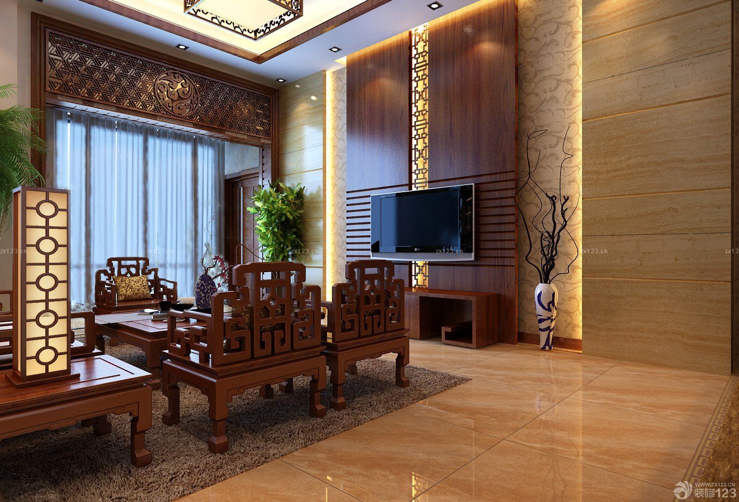 最新中式电视背景墙造型图片