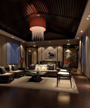 2023最新中式家装设计客厅装修样板房图片