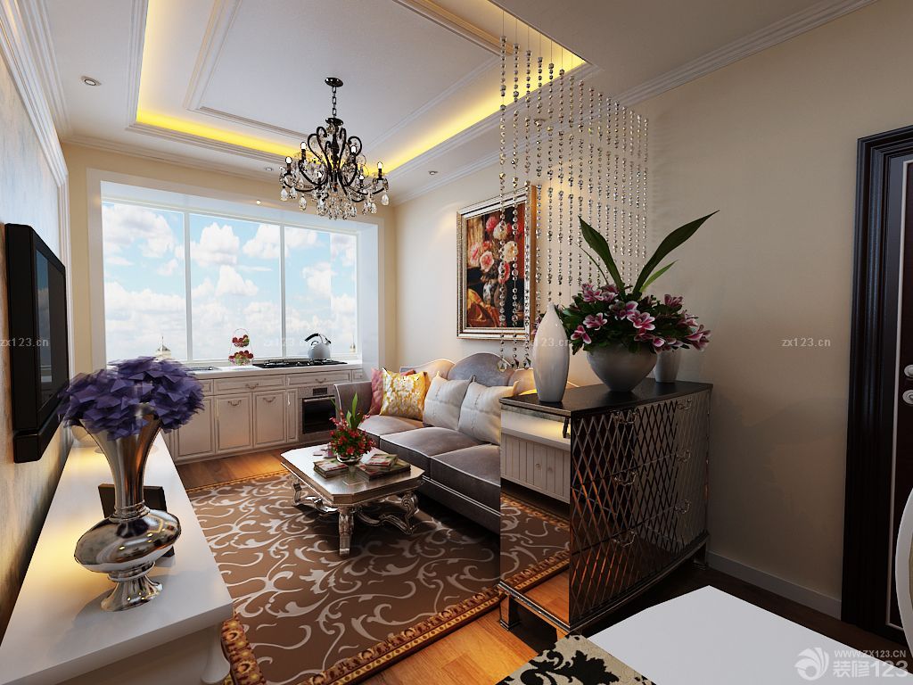 最新家庭客厅简欧风格隔断效果图欣赏