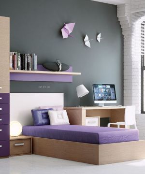 紫色现代简约风格床装修图片大全