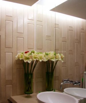 东南亚风格室内卫生间洗手盆设计效果图