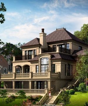 家庭装修美式乡村别墅外观设计效果图片大全