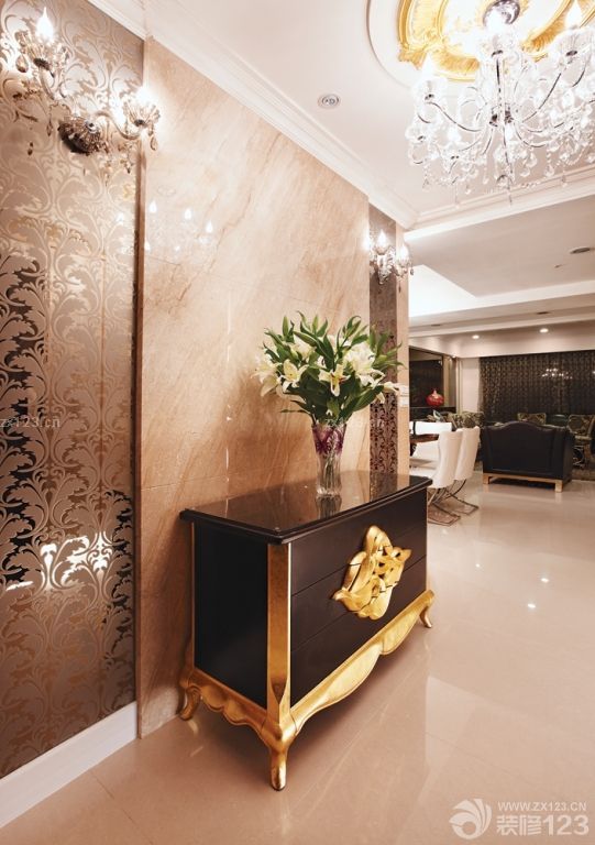 简欧风格家装玄关柜装修实景图欣赏