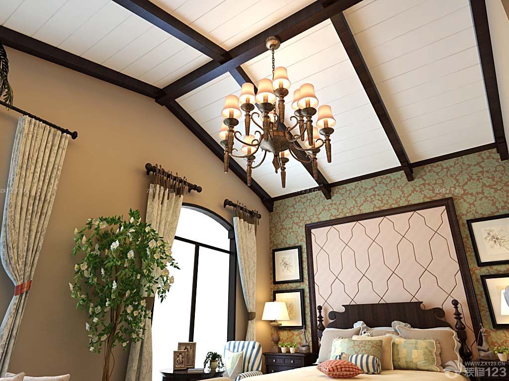 复古家居卧室欧式风格吊顶设计效果图