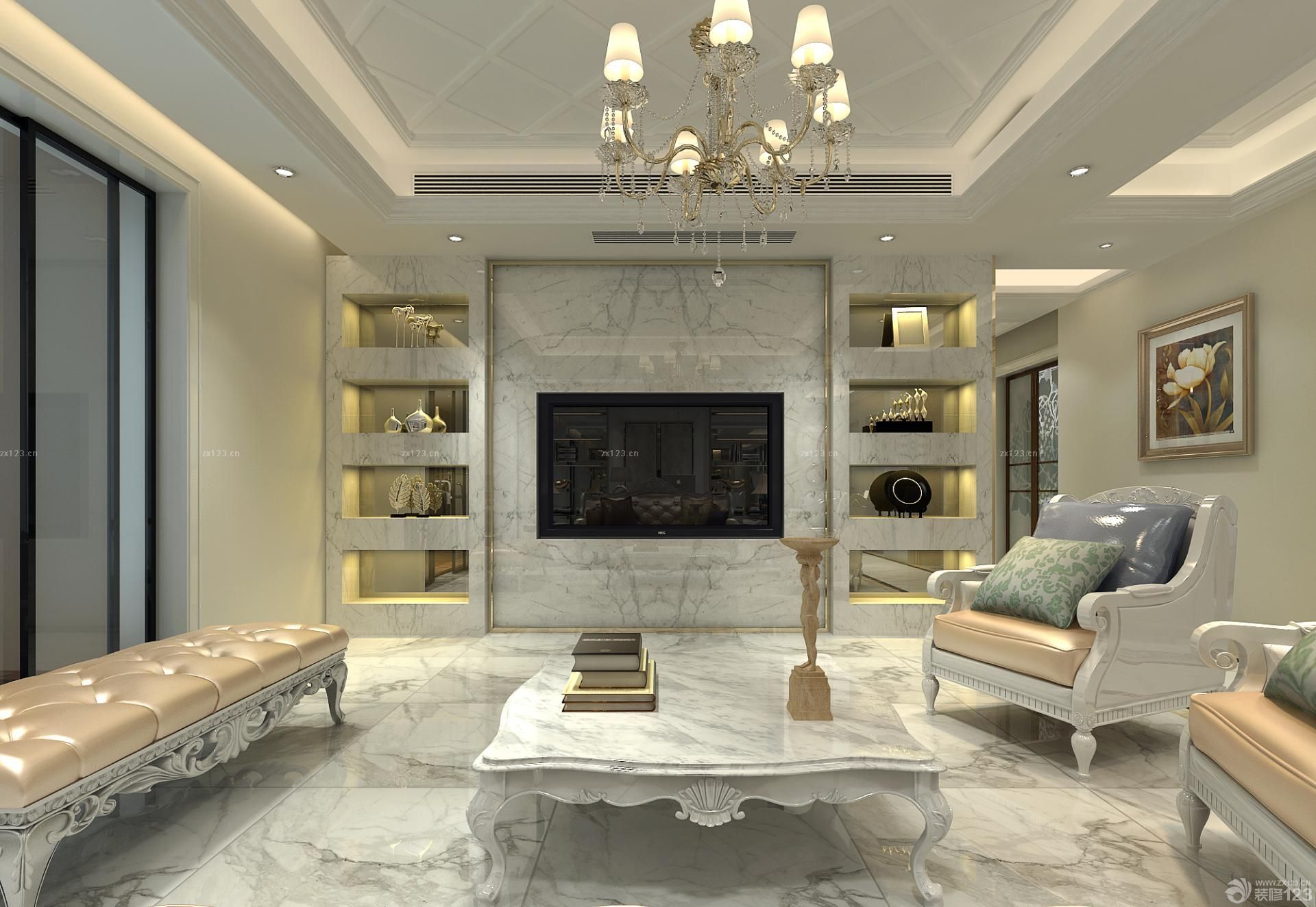 2025时尚精品简欧风格瓷砖电视背景墙设计图片大全