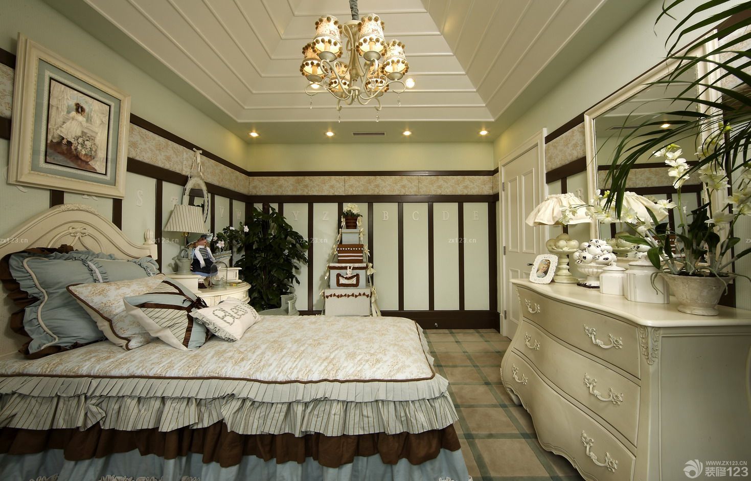 家庭卧室美式古典实木家具装修效果图欣赏