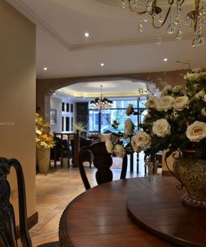 最新家庭餐厅美式餐桌装修图片大全