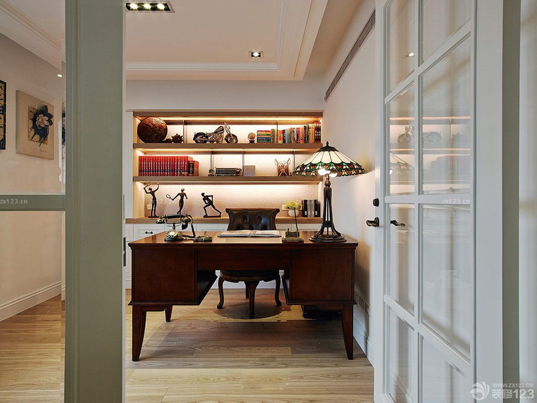 精品书房美式古典实木家具装修案例大全