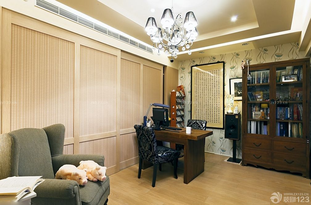 2025经典书房美式复古家具装修实景图片大全