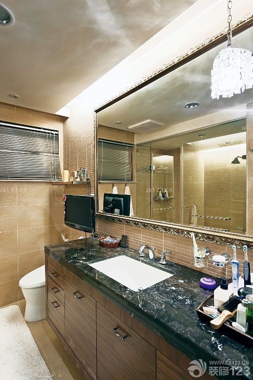 美式卫生间洗手池装修实景图