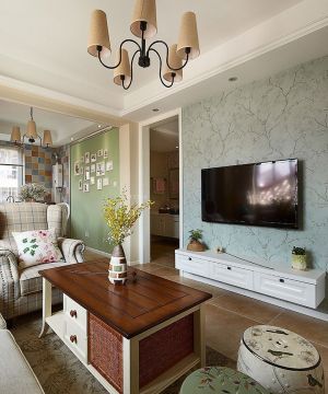 家装客厅美式客厅电视背景墙设计图片案例