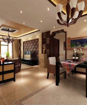 东南亚风格三室两厅装修设计效果图欣赏