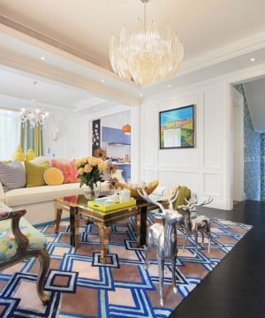 美式小别墅客厅装修实景图大全2025