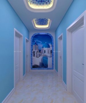 家庭走廊地中海风格壁纸设计效果图欣赏