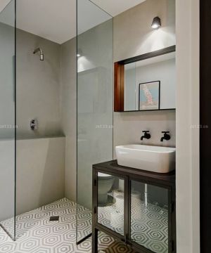 经典家庭浴室美式浴室柜设计效果图片