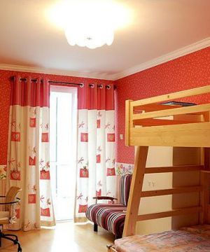 创意儿童房间高低床装修效果图片