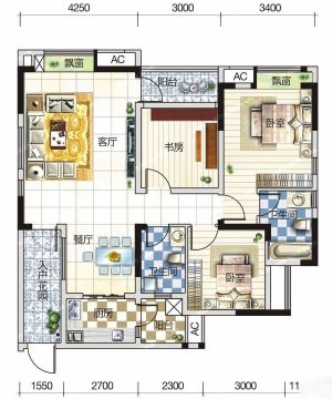 2025两室两厅两卫户型图