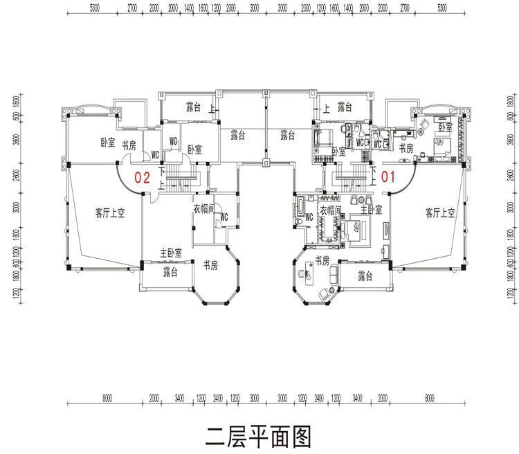 2025两层别墅二层平面图