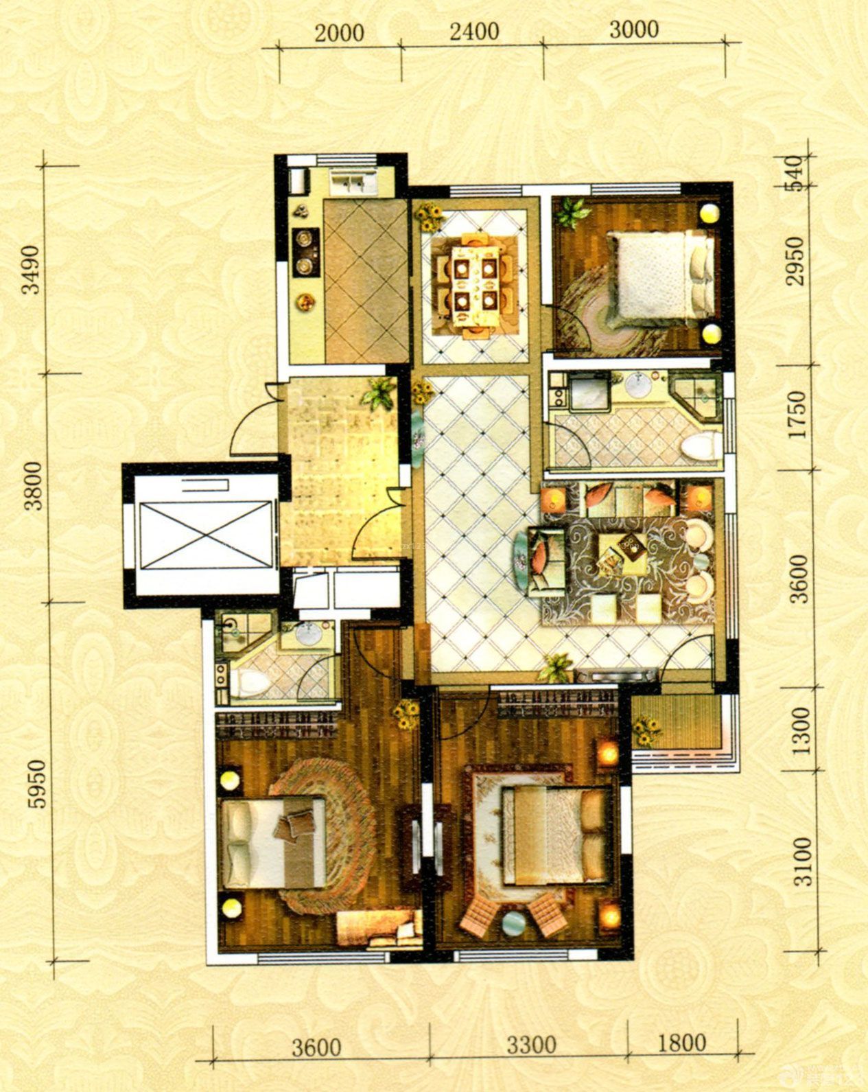 2025最新三室两厅两卫户型图