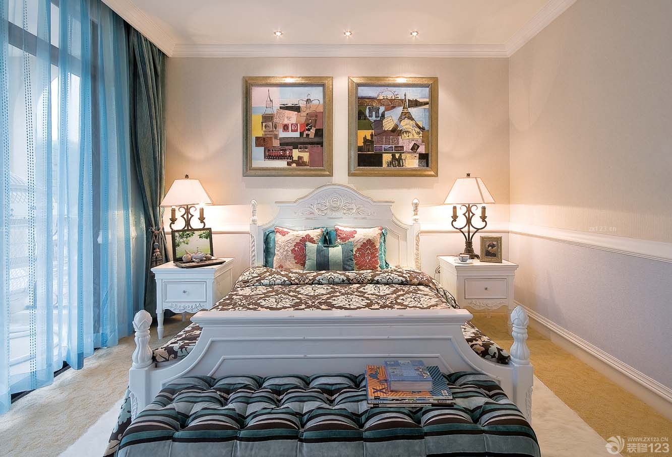 家庭卧室地中海风格窗帘装修效果图片