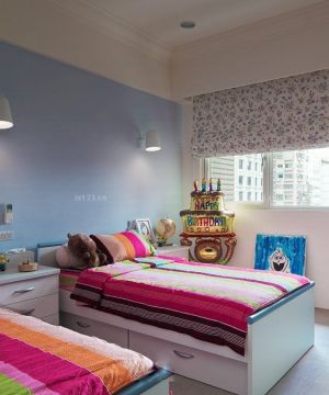 最新创意儿童房间纯色壁纸设计效果图片