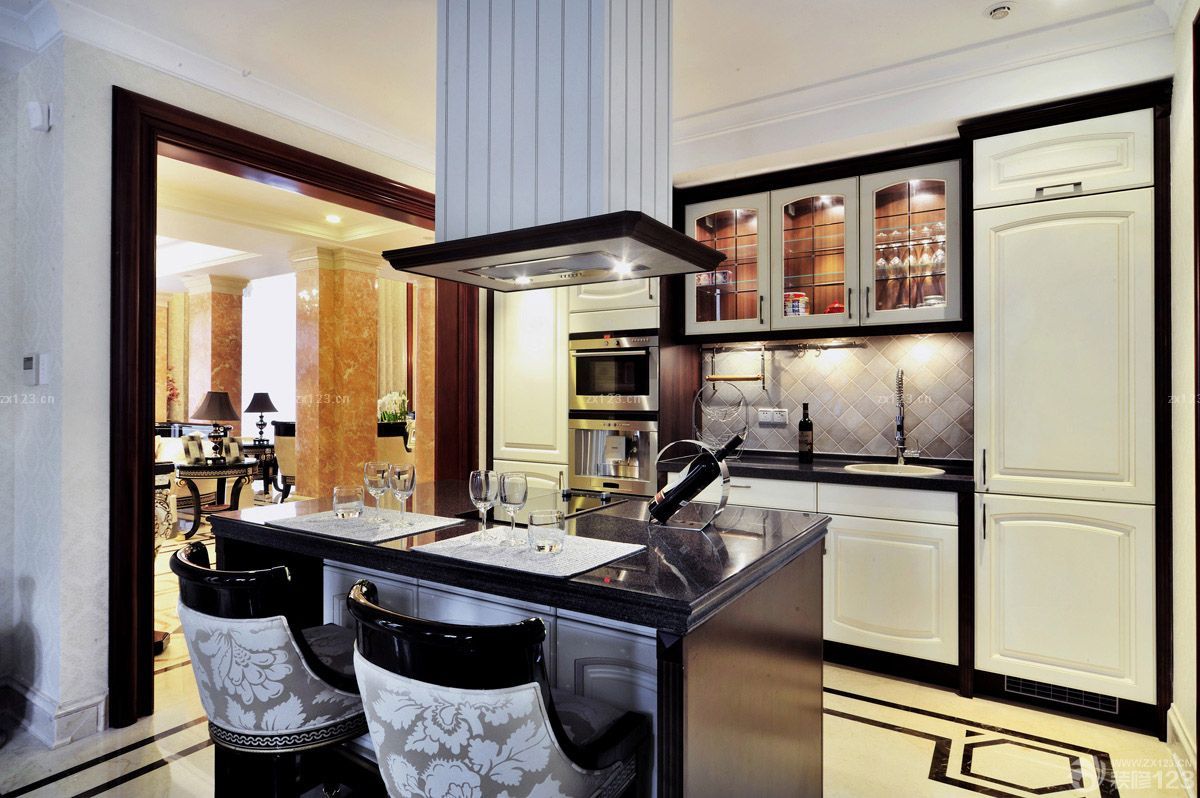 2025欧式风格开放式厨房吧台装修图片
