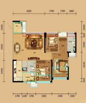 2023三室两厅两卫平面图