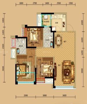 2023家装三室两厅两卫平面图欣赏