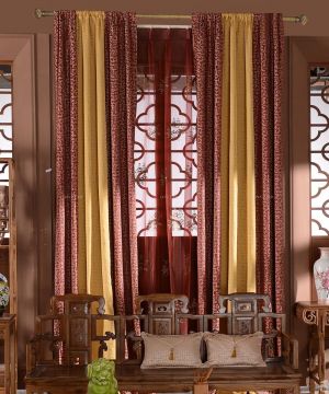 最新中式家装客厅窗帘设计图片