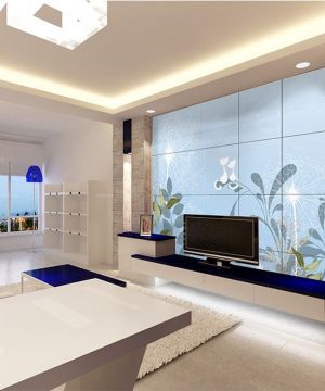 三室二厅样板房艺术瓷砖电视背景墙装修效果图片欣赏