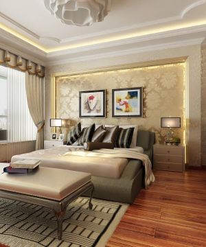 2025三室两厅样板间后现代风格壁纸装修图片