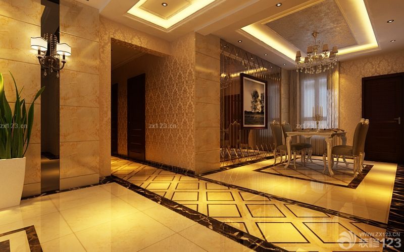 2025玄关瓷砖拼花装修图片