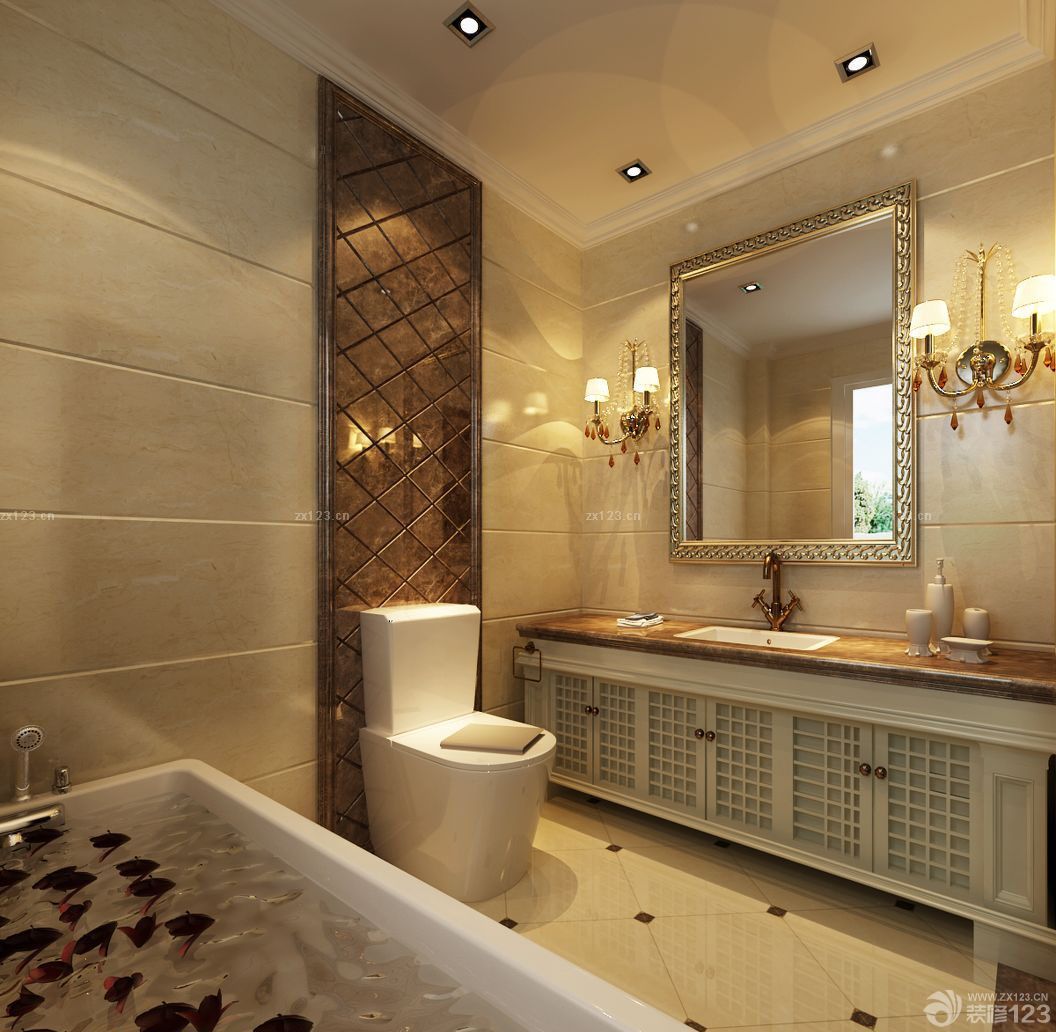 最新欧式大卫生间瓷砖贴图