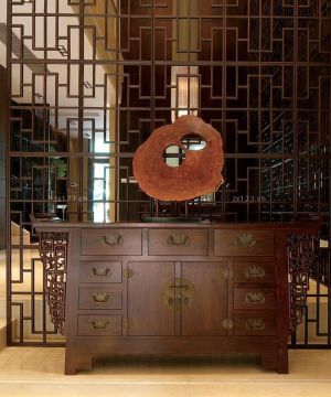 中式家居鞋柜屏风装修图片大全