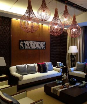 客厅东南亚风格吊灯装修实景图欣赏