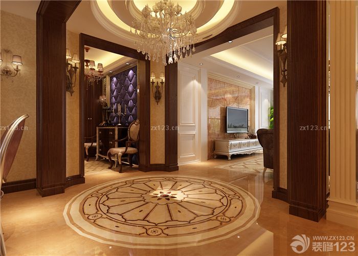 家装客厅棕色门框装修图片