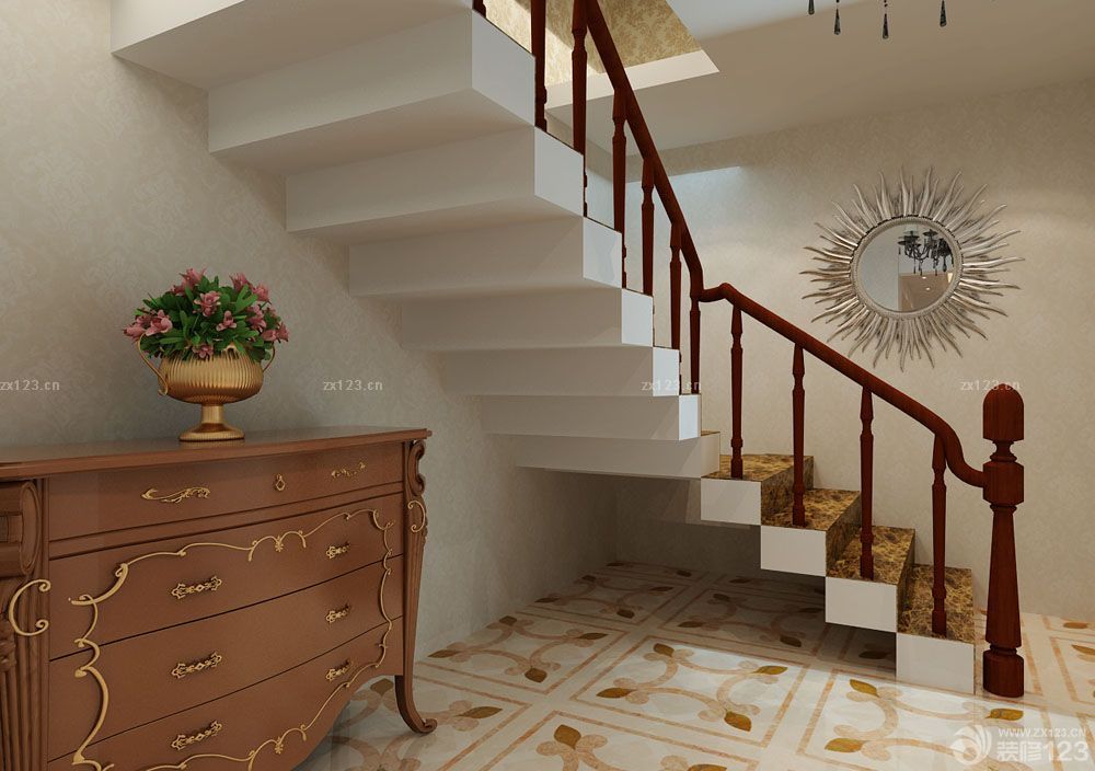 最新简欧风格跃层实木楼梯扶手装修图片