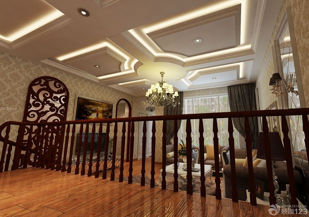 大客厅简欧风格顶面设计图片